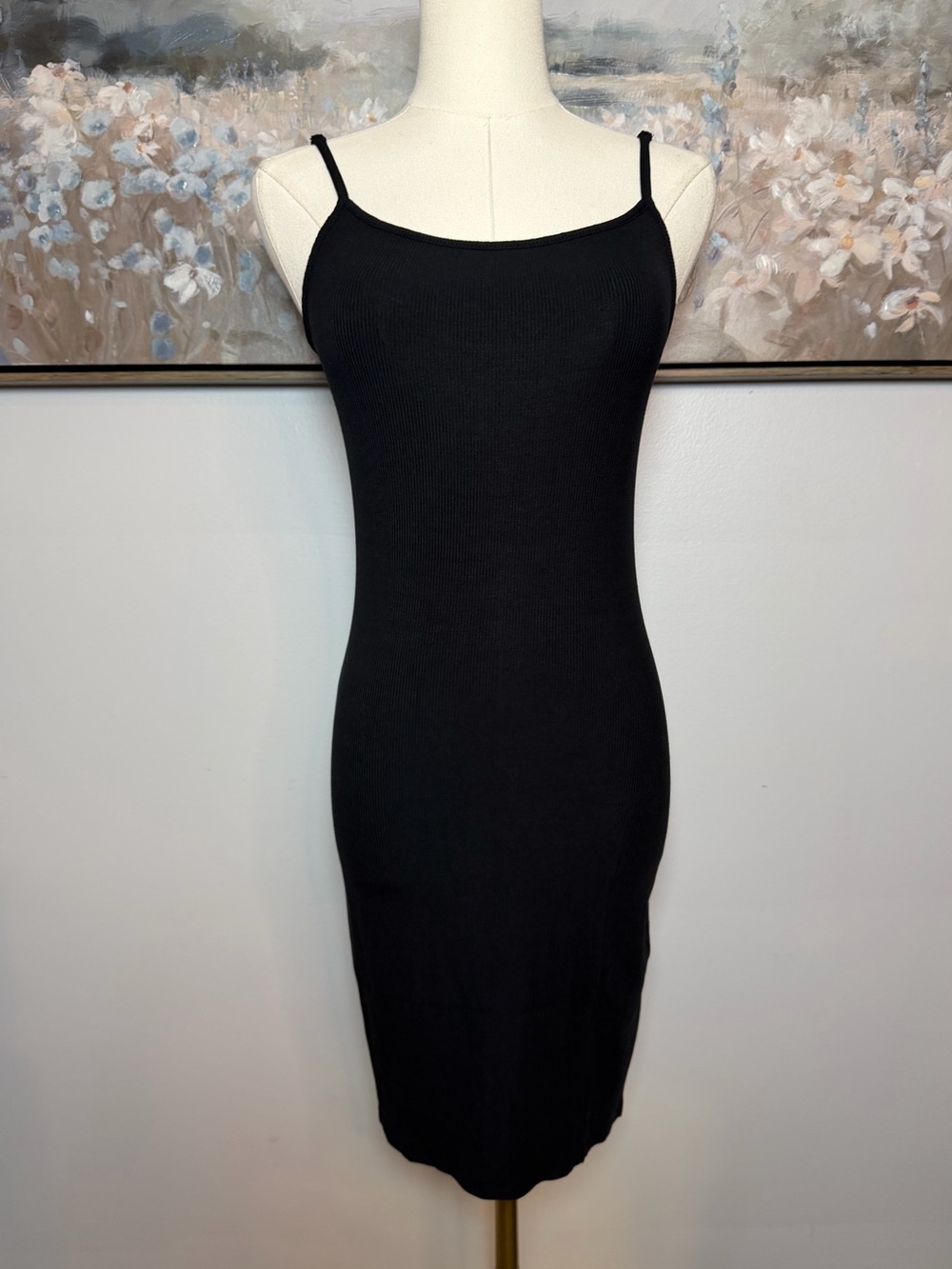 Skims Soft Lounge Rib Mini Slip Dress in Onyx Size Small NWT